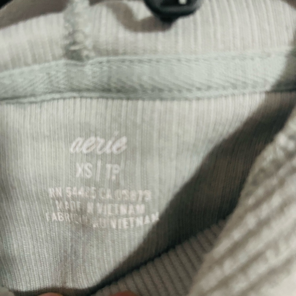 Aerie Ribbed Knit Hoodie in Light Gray